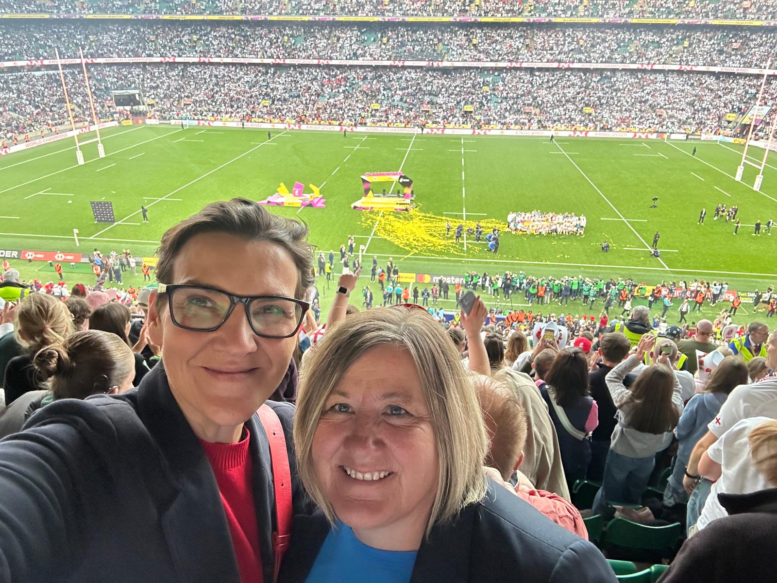 Tonia and Nadine at the Women's Rugby World Cup final